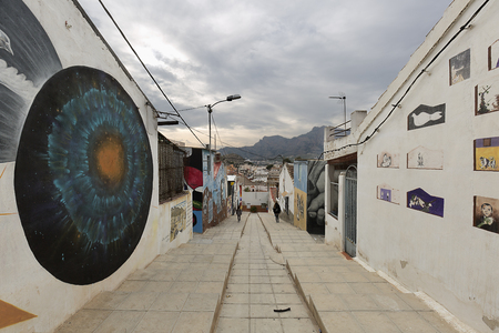 Orihuela, Spain. February 26, 2018: Murals of San Isidro in Homage to Miguel Hernandez in the city of Orihuela, province of Alicante, Spain.のeditorial素材