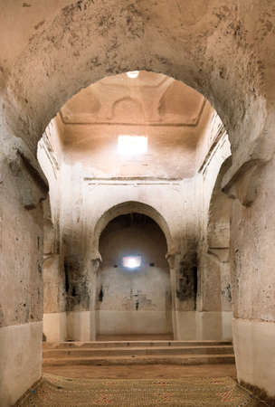 Interior of a building in the M'Hamid El Ghizlane or Lamhamid Ghozlane region is a small oasis town in the Zagora province of DrÃ¢a-Tafilalet in Morocco, Africa.のeditorial素材