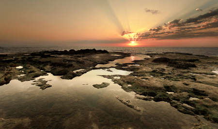 Sunrise at Cabo Cervera in the town of Torrevieja, Alicante province in Spain, Europe.の写真素材