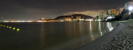 Alicante at night from Albufera beach, Valencian community in Spain.の写真素材