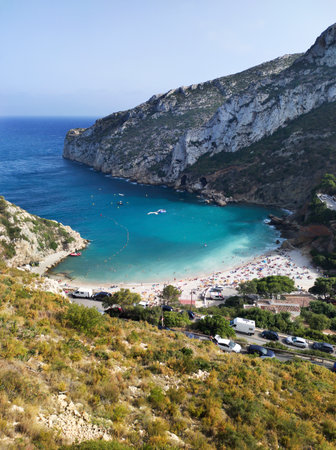 La Granadella beach is a gravel beach that is located in the cove of the same name in the municipality of JÃ¡vea in the province of Alicante.の写真素材