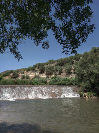 The Mundo River as it passes through the municipality of Lietor, province of Albacete in Spainの写真素材