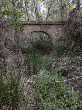 old stone bridge in the province of Alicante in Spain. vertical shotの写真素材