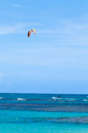 Windsurfing practice at Las Terrenas beachの写真素材