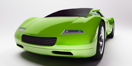 frontal view of a green sport's car