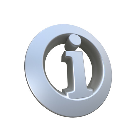 Metallic information icon against a neutral backgroundの写真素材