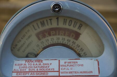 Close up shot of an old park meter の写真素材