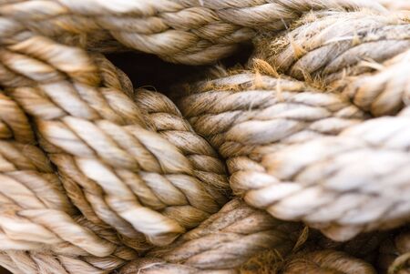 Braided rope neatly tied upの写真素材