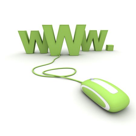 Internet symbol www connected to a mouseの写真素材