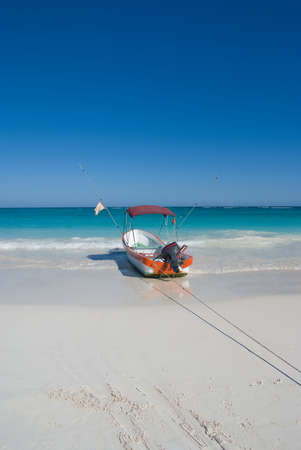 Motorboat at the beach on a sunny dayの写真素材