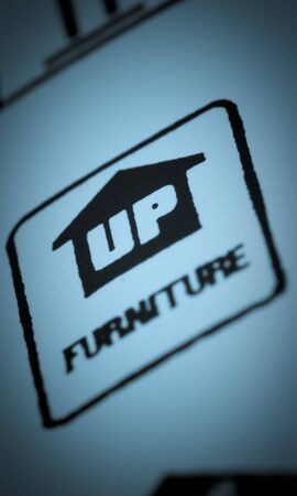 symbols in urniture packaging indicating the position it should be inの写真素材