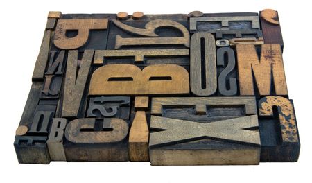 A block of vintage print lettersの写真素材