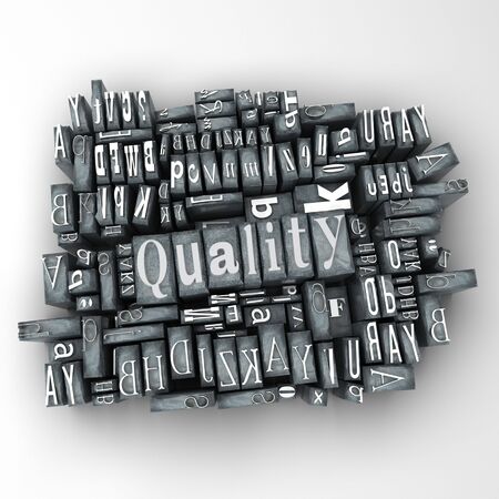 The word quality written in print letter casesの写真素材