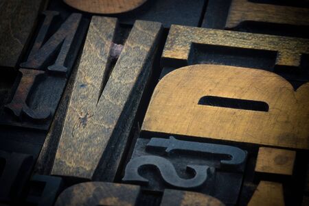 Background of vintage wooden print letter cases