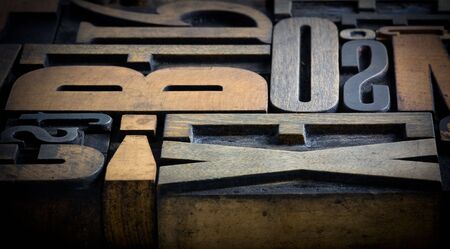 Lateral view of a block of print letter casesの写真素材