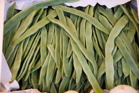 Green beans in a market stall