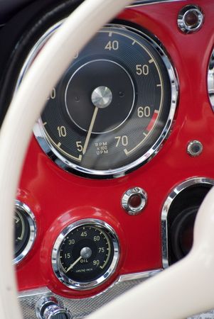 Old automobile red dashboardの写真素材