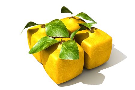 Pack of four cubic lemonsの写真素材