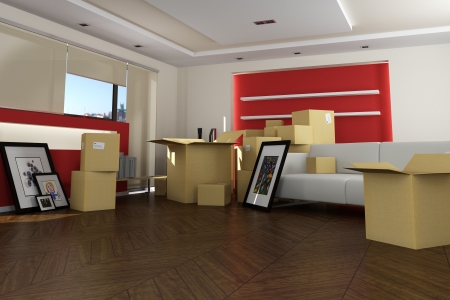 Home interior right after moving in. The images of the pictures are mine, and the label information is made up, so no copyright issue.の写真素材