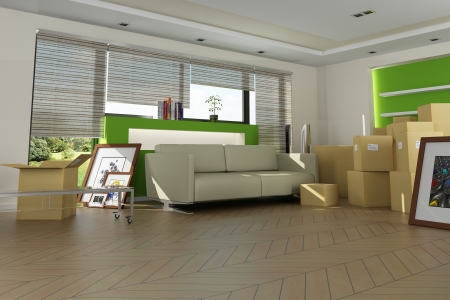 Home interior right after moving in. The images of the pictures are mine, and the label information is made up, so no copyright issue.の写真素材