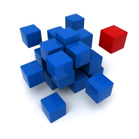 
3D rendering of a red and blue cubic background
の写真素材