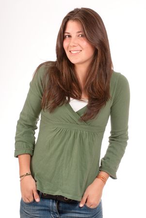
Isolated portrait of a cute smiling teenager  
の写真素材