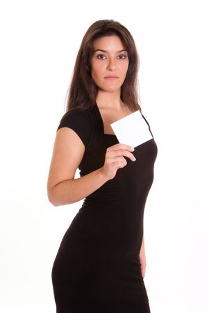
Sexy woman with a black dress holding a blank sign
の写真素材