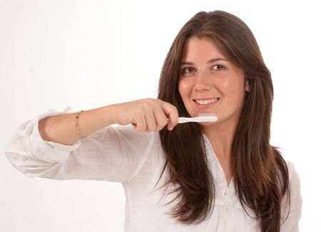 
Isolated image of a cute girl brushing her teeth
の写真素材