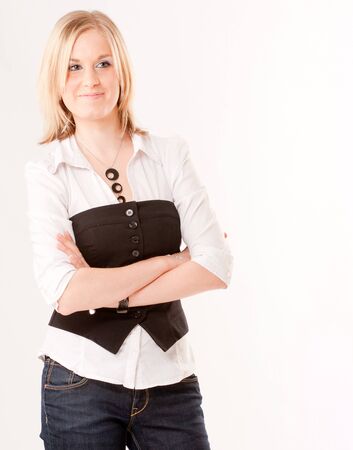 
Cute young blond girl with a shirt and a vest
の写真素材