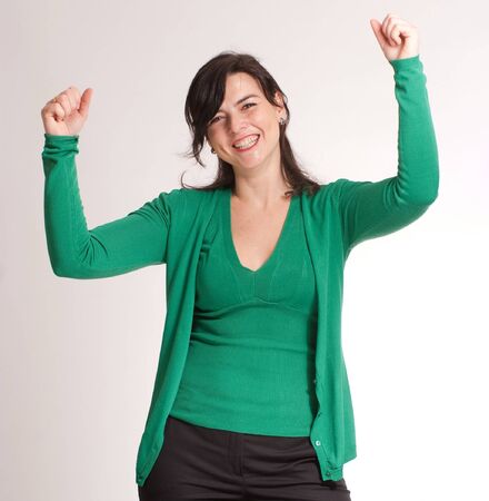 
Portrait very happy brunette celebrating good news
の写真素材