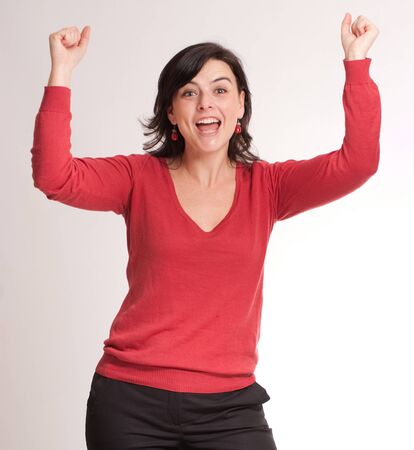 

Portrait very happy brunette celebrating good news
の写真素材
