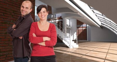 
Smiling man and woman in a luxurious empty loft
の写真素材