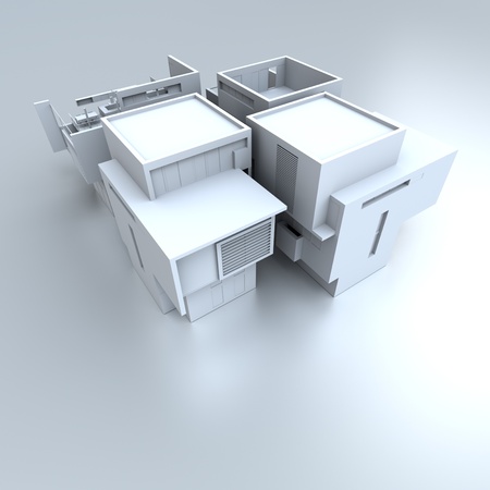 
3D rendering of a designer house in white
