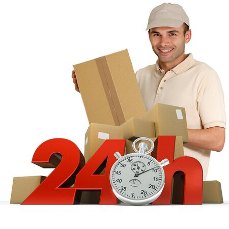 
A messenger delivering a parcel with 24 hrs and a chronometer

