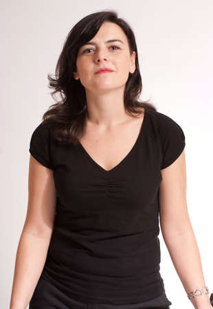 
Portrait of an attractive green eyed  brunette  dressed in black
の写真素材
