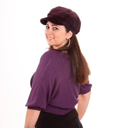 
Portrait of a brunette wearing a purple cap
の写真素材