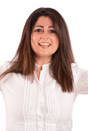 
Portrait of a brunette in a white shirt against a neutral background
の写真素材