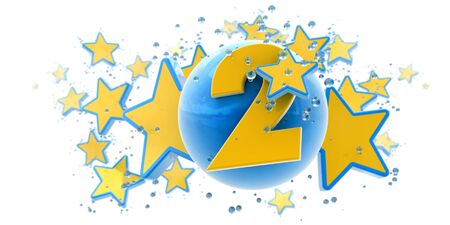 

Background in blue and yellow colors with stars drops and spheres and the number two

の写真素材
