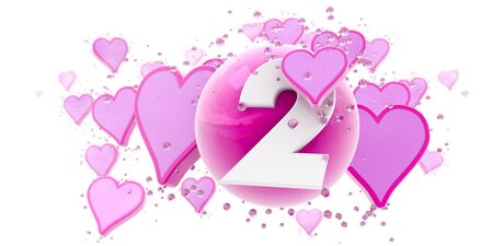 

Background in pink colors with hearts and spheres and the number two

の写真素材