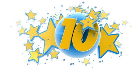 

Background in blue and yellow colors with stars drops and spheres and the number ten

の写真素材