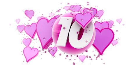 

Background in pink colors with hearts and spheres and the number ten

の写真素材