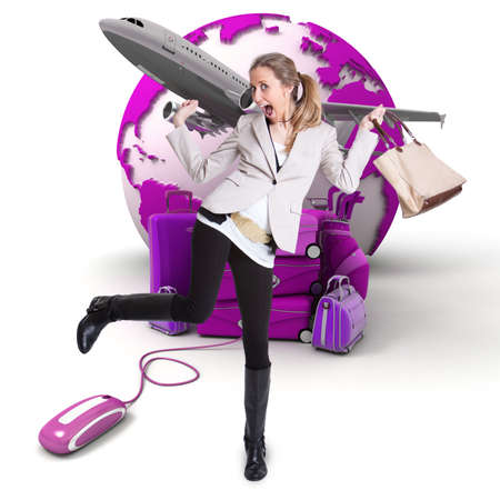 
Young woman celebrating her vacation departure
の写真素材