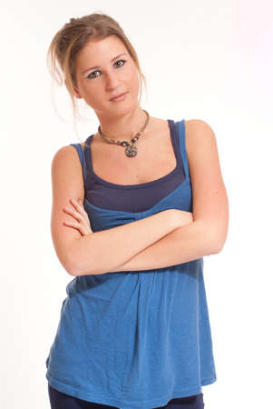 
Isolated portrait of a cute serious young  girl 
の写真素材