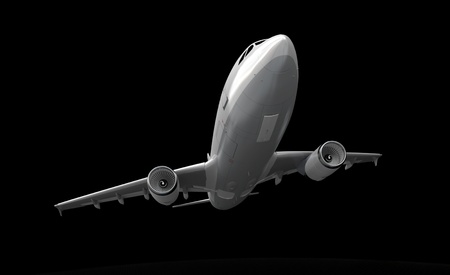 
3D rendering of an airplane flying against a black background
の写真素材