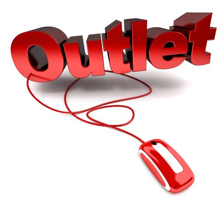 
3D rendering of the word outlet connected to a computer mouse
の写真素材