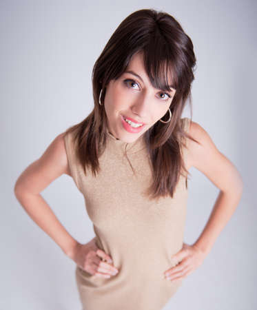 
Aerial portrait of a young cute brunette looking up

の写真素材