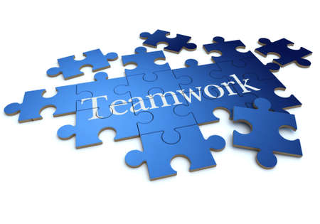 
3D rendering of a forming puzzle with the word teamwork
の写真素材