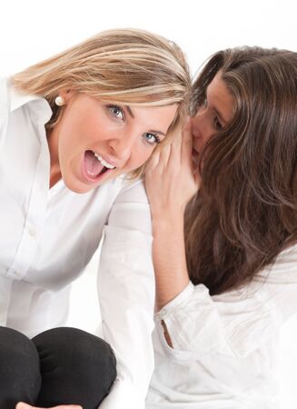 

Two young female friends one whispering on the others ear

の写真素材