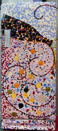 Mosaic of an open bottleの写真素材