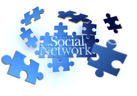 
3D rendering of a forming puzzle with the words social network 
の写真素材